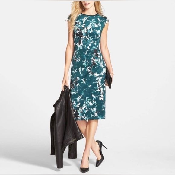 Maggy London Shadow Branch Floral Scuba Sheath Dress - Picture 3 of 6